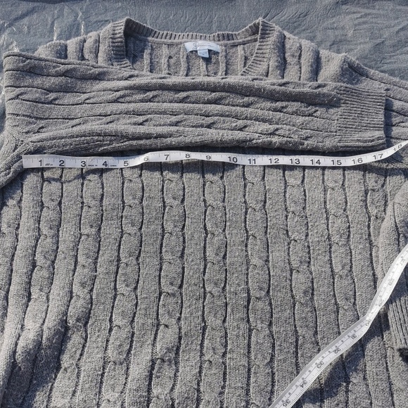 Jessica Cable Knit Sweater Grey Gray Extra Large XL - Picture 6 of 12